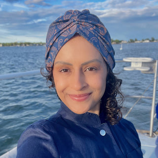 UV 50+ Aloe Cooling Activewear Turban | Blue Orange Paisley