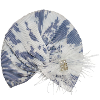 Feather Jewel Pleated Designer Turban