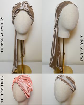 Luxurious Satin Turban and Twilly Scarf Set