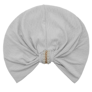 Pearls and Gold Chain Hardware Textured Loop Turban