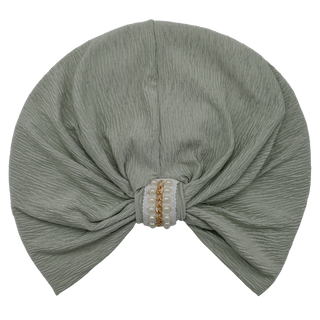 Pearls and Gold Chain Hardware Textured Loop Turban