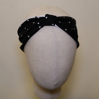 Black White Polka Dot Reversible Headband