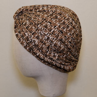 Brown Tweed Print Pre-Tied Turban
