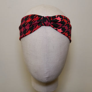 Red Pink Houndstooth Headband