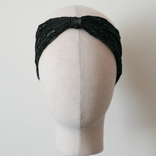 Black Silver Velvet Skull Headband