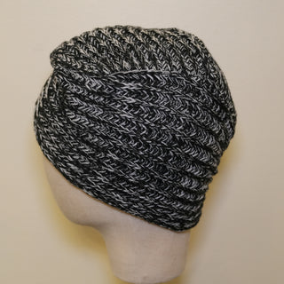 Knit Turban Black White Speckle
