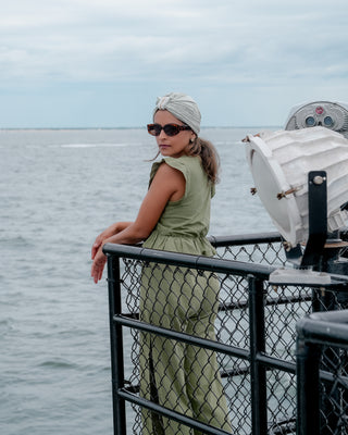 Pearls and Gold Chain Hardware Textured Loop Turban