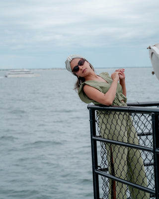 Pearls and Gold Chain Hardware Textured Loop Turban