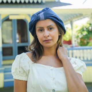 Seersucker and Organic Cotton Loop Turban