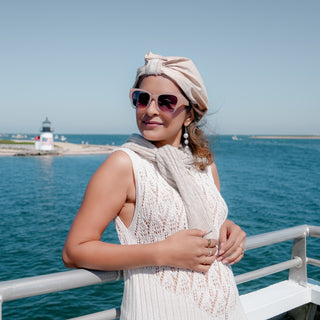 Seersucker and Organic Cotton Loop Turban