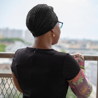 Semi-Sheer Shimmery Pleated Turban