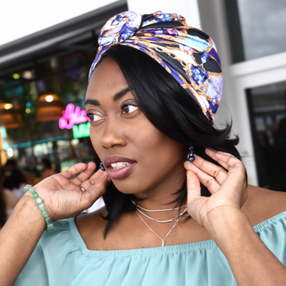 Top Knot Bling Print Cotton Blend Turban