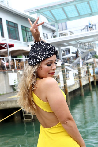 Metallic Silver Speckled Twist Knot Turban