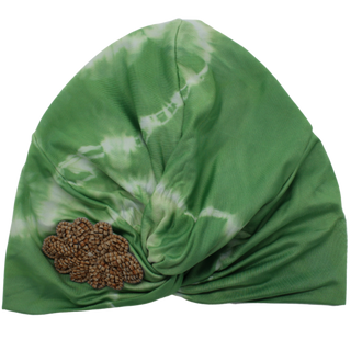 Tie Dye Hand Beaded Wood Flower Designer Turban