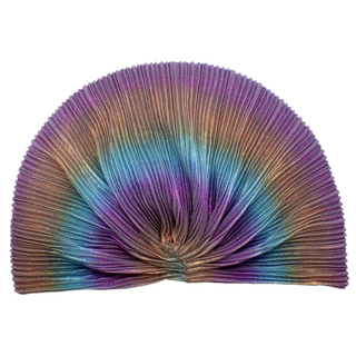 Iridescent Periwinkle Flower Metallic Designer Turban