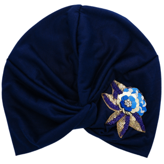 Twist Knot Flower Jewel Designer Turban