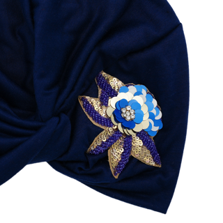 Twist Knot Flower Jewel Designer Turban