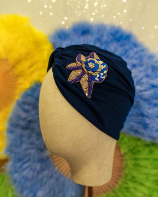Twist Knot Flower Jewel Designer Turban