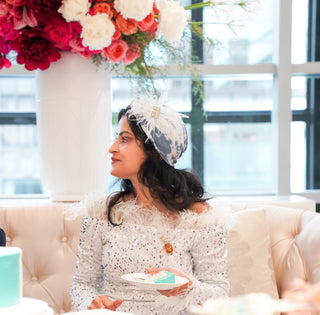 Feather Jewel Pleated Designer Turban