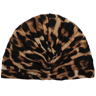 Leopard Print Pleated Cotton Turban