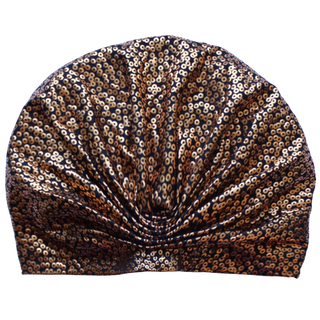 Sequin Gold Print Metallic Turban