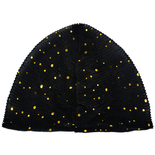 Sheer Pleated Gold Sequin Turban