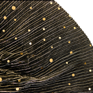 Sheer Pleated Gold Sequin Turban