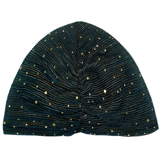 Sheer Pleated Gold Sequin Turban