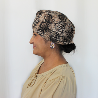 Reptile Print Pleated Cotton Turban