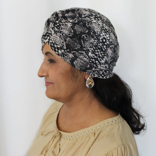 Reptile Print Pleated Cotton Turban