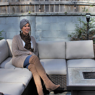 Knit Turban Twist Knot Pearl Gold Beads