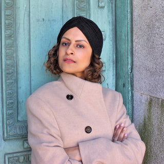 Semi-Sheer Shimmery Pleated Turban