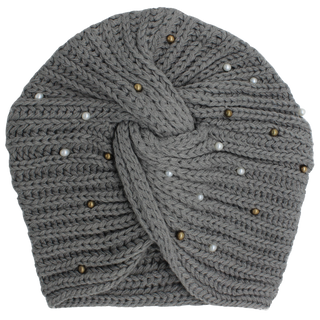 Knit Turban Twist Knot Pearl Gold Beads