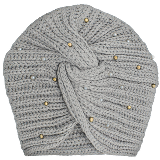 Knit Turban Twist Knot Pearl Gold Beads
