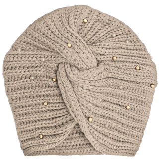 Knit Turban Twist Knot Pearl Gold Beads