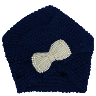 Knit Turban Pearl Bow