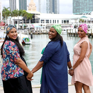 Tie Dye Hand Beaded Wood Flower Designer Turban