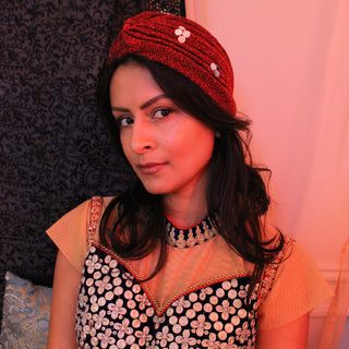 Shimmery Pleated Mirror Designer Turban