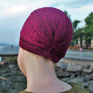 Semi-Sheer Shimmery Pleated Turban