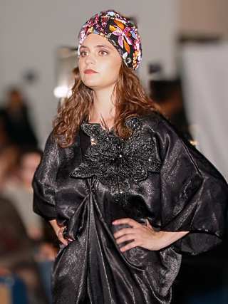 Oversized Embellished Black Flower Brooch