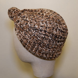 Brown Tweed Print Knot Volumizer Turban