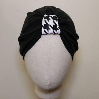 Black Houndstooth Pre-Tied Turban