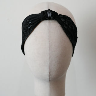 Black Silver Velvet Skull Headband