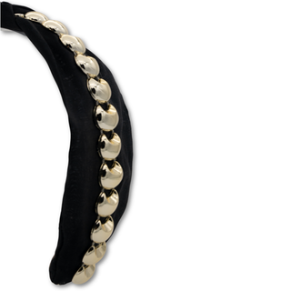 Black Silk Gold Hardware Link Headband