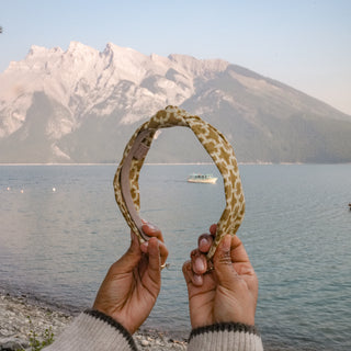 Olive and White Link Print Headband
