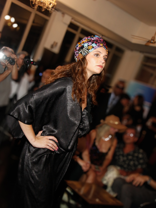 Multicolor Sequin Floral Black Turban