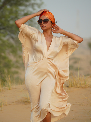 Golden Red Ombre Metallic Turban