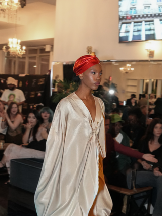 Golden Red Ombre Metallic Turban