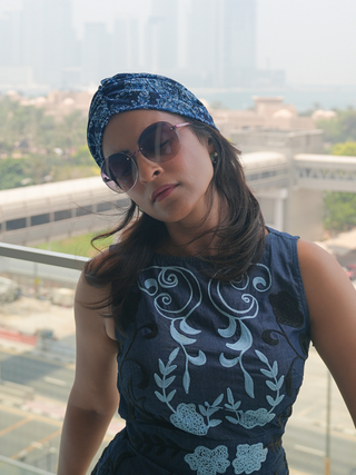 Paisley Denim Print Turban